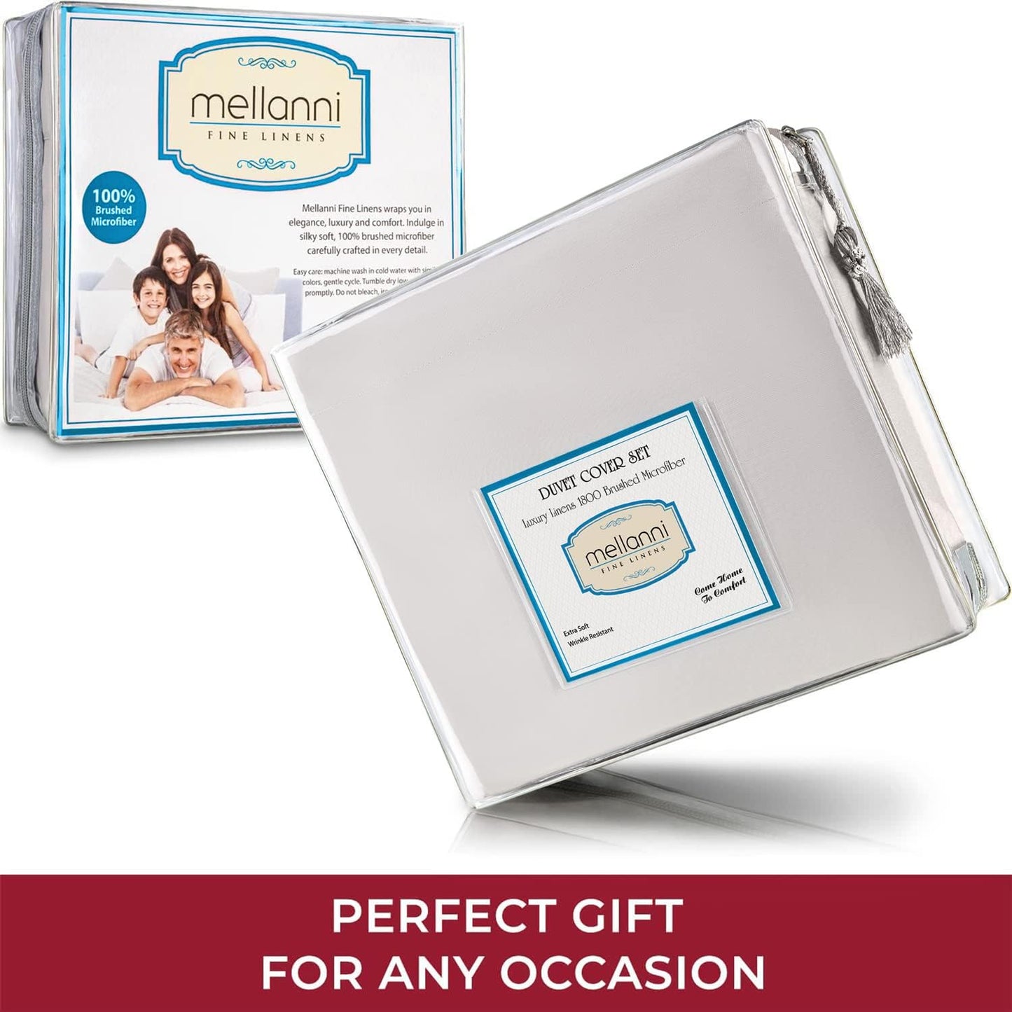 Mellanni Duvet Cover Set - 5-Piece Hotel Luxury Bedding - Extra Soft & Cooling Microfiber | Queen, White