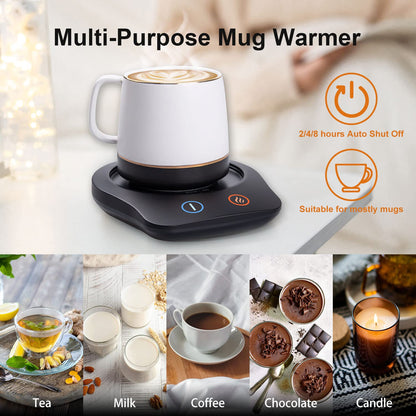 Coffee Warmer for Desk Mug Warmer: Coffee Cup Warmer Desk 2/4/8 Hours Auto Shut Off with 5 Control High Temperature Settings - Coffee Warmer Stainless Steel 50 Watts Fast Heating Plate