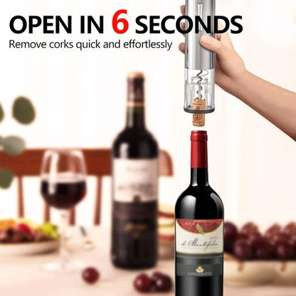 4-in-1 Rechargeable Electric Wine Opener Wine Aerator Gift Set with Electric Wine Decanter, Wine Stopper, Foil Cutter, Automatic Electric Wine Bottle Opener for Home Bar Parties, Stainless Steel