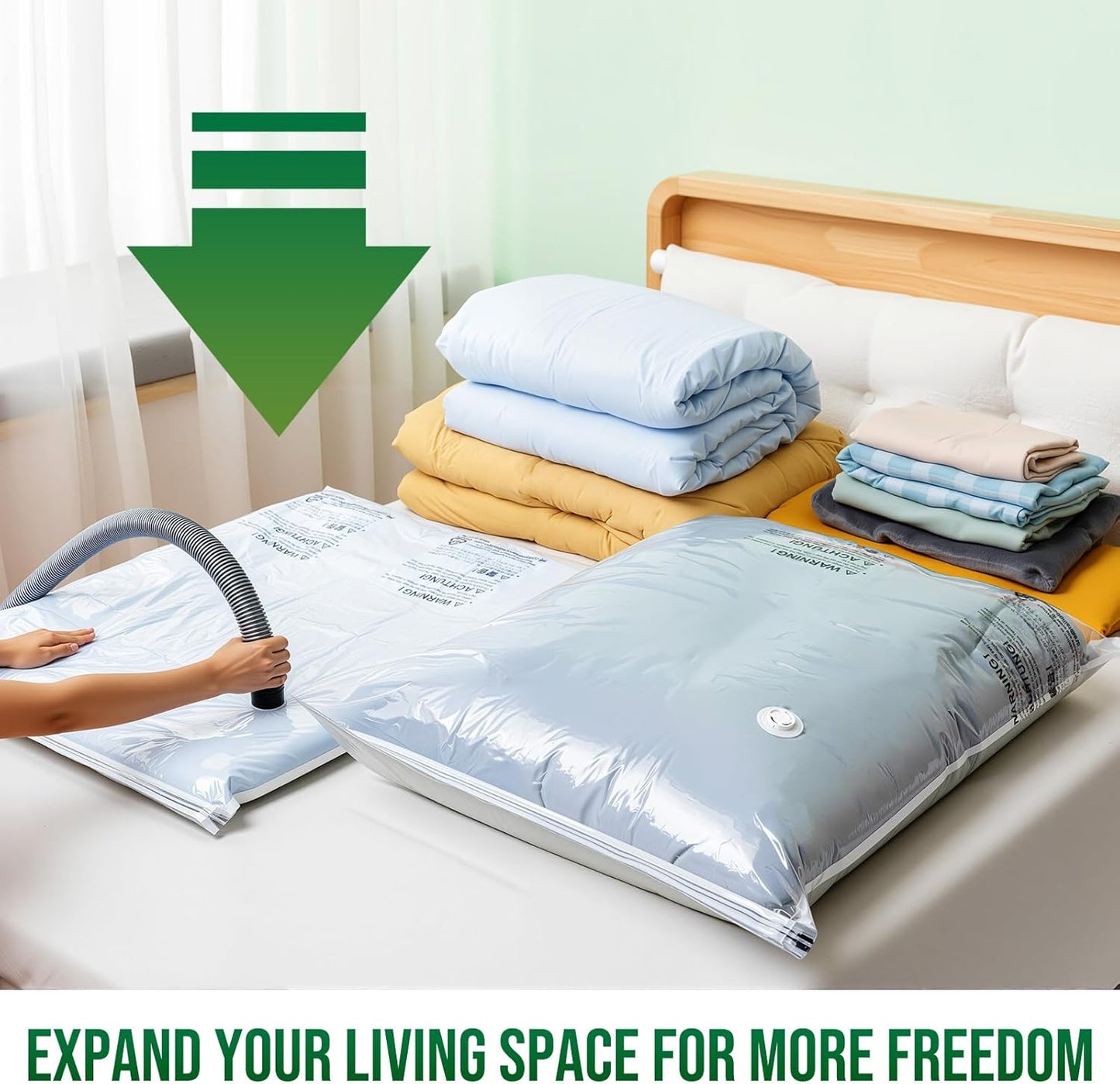 TAILI Jumbo Vacuum Storage Bags - 6 Pack Space-Saving Seal Bags for Clothing & Bedding (40x31 Inch)