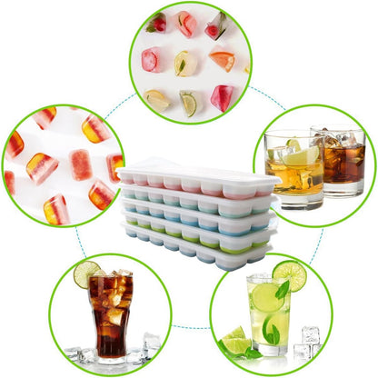 Skiennix Silicone Ice Cube Tray - Easy-Release, Food-Grade PP & Organic Silicone - 6 Packs, Dishwasher Safe