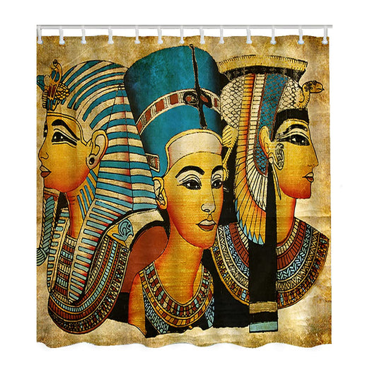 WONDERTIFY Ancient Egyptian Women Shower Curtain Africa Old Pharaoh Traditional Antique Culture Waterproof Shower Curtains for Bathroom with 12 Grommet Hooks Golden Red Yellow 60X72Inch