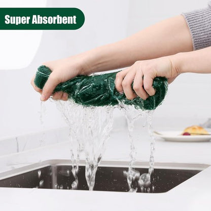 Homaxy Microfiber Kitchen Towels - 12 Pack Soft & Absorbent Dishcloths | Quick Drying Rags in Dark Green, 28 x 16 & 12 x 12 Inch