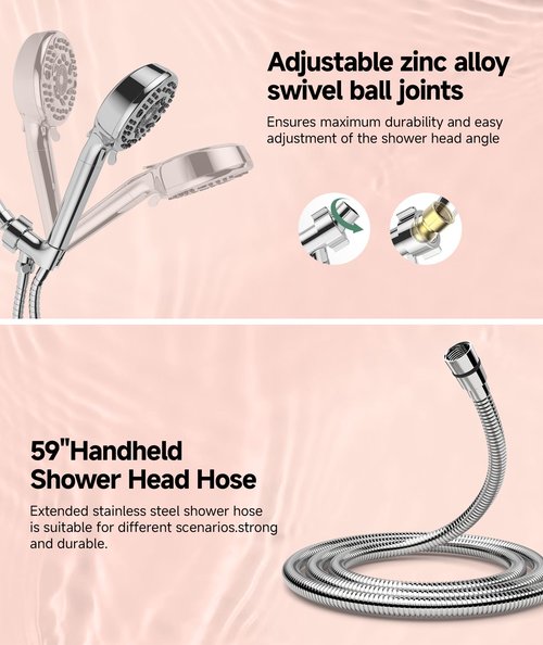 SunCleanse Filtered Shower Head with Handheld, 9-Spray Setting Detachable Showerhead with Filters, Shower Head for Hard Water - Filtered Chlorine, Improve Skin and Hair Texture, Chrome