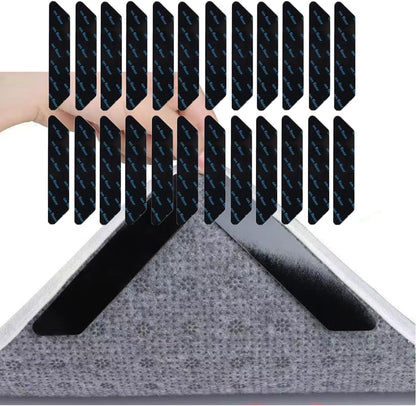 Rug Grippers | 24 Pack Dual-Sided Carpet Sticky Pads - Keeps Area Rugs Secure on Hardwood Floors
