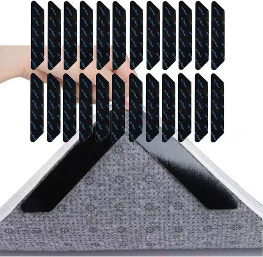 Rug Grippers | 24 Pack Dual-Sided Carpet Sticky Pads - Keeps Area Rugs Secure on Hardwood Floors