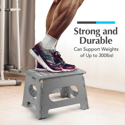 Handy Laundry Folding Step Stool - Lightweight & Sturdy for Adults and Kids | Easy One-Flip Design - Grey, 9 Inch (Pack of 2)