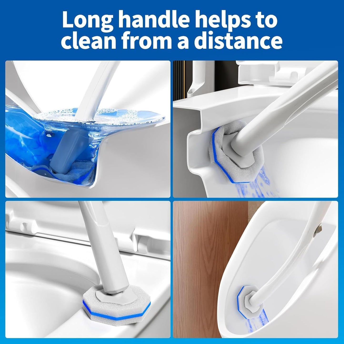 Skiennix Disposable Toilet Brush Cleaning System - 50 Refill Pads & Wall-Mounted Holder for Easy Maintenance