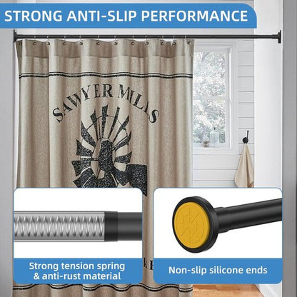 CorkLatta Adjustable Matte Black Shower Curtain Rod - 1 Inch Stainless Steel, 32 to 80 Inch, No Drilling