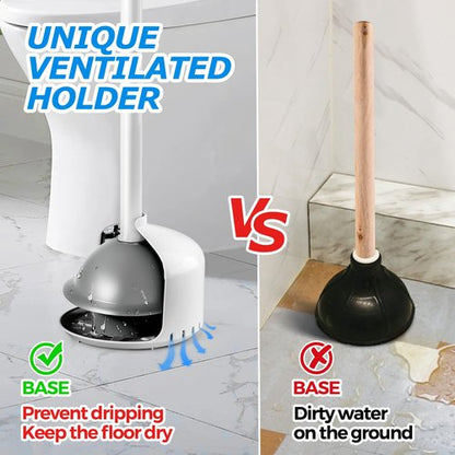 FORASTO Toilet Plunger with Holder,Plungers for Bathroom with Holder,Heavy Duty Plunger with Cover,Bathroom Decor，Bathroom Accessories，Toilet Bowl Cleaners,Pearl White