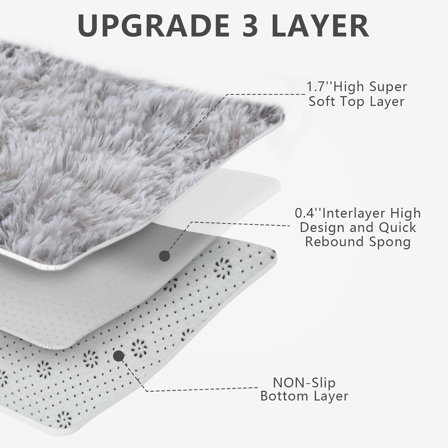 Skiennix Shag Area Rug - Ultra Soft Fluffy Carpet for Bedroom & Living Room | 4x6 Tie-Dye Grey