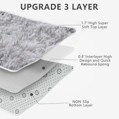 Skiennix Shag Area Rug - Ultra Soft Fluffy Carpet for Bedroom & Living Room | 4x6 Tie-Dye Grey