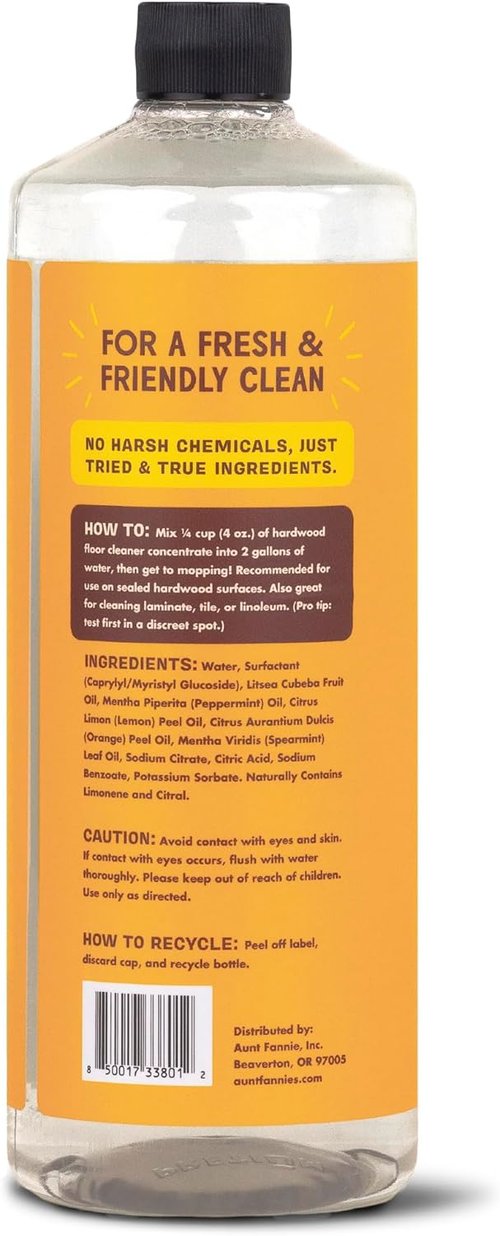Aunt Fannie's Hardwood Floor Cleaner - Vinegar-Free Plant-Based Solution | Bright Lemon Scent, 32 oz (Pack of 3)