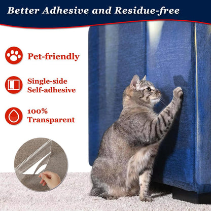 Skiennix Anti-Cat Scratch Furniture Protector - 12"x200" Single-Sided Sticky Tape for Sofas & Carpets