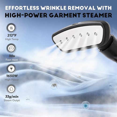 CGOLDENWALL Professional Garment Steamer - 1500W Powerful Steam, 70 Min Continuous Use, Fast 30s Heat-Up | Includes Fabric Brush & Accessories