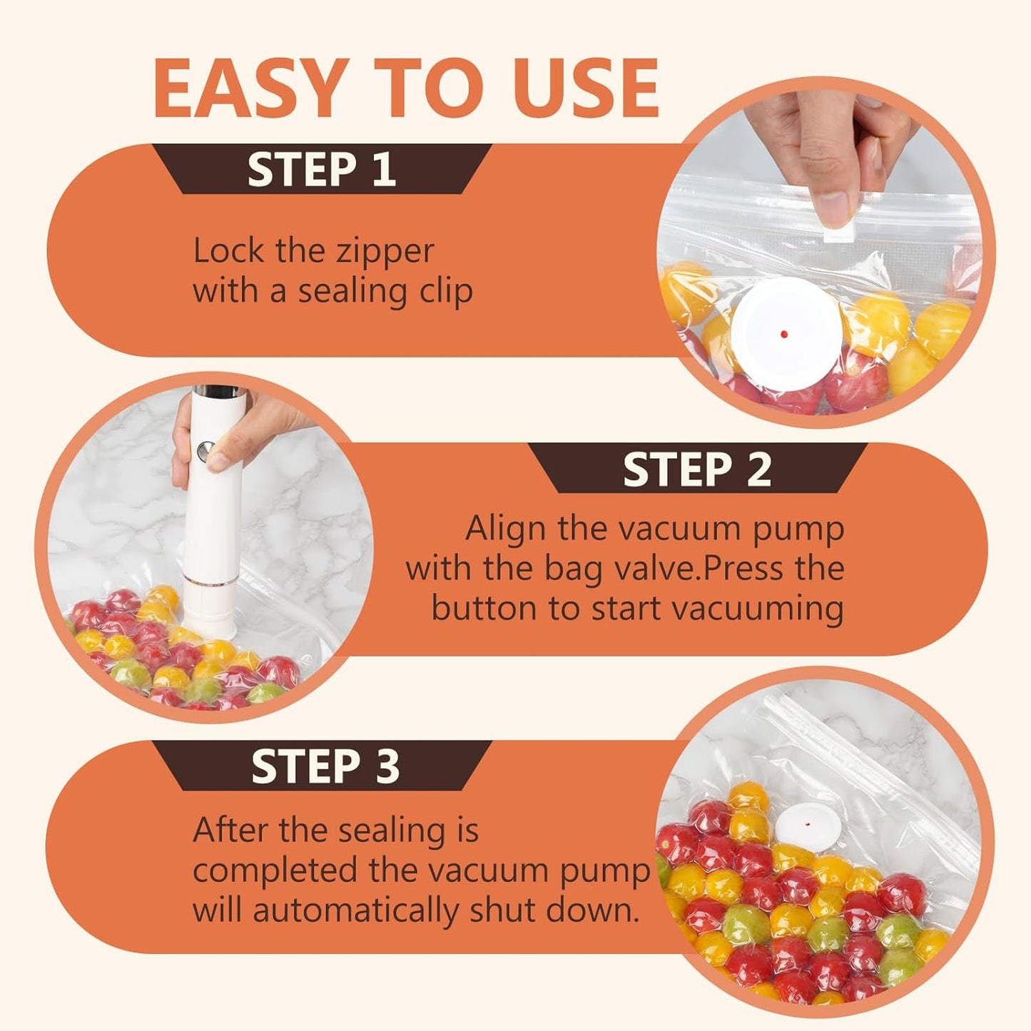 Skiennix Vacuum Sealer - Compact Handheld Food Sealer with 30 Reusable Bags for 10X Freshness