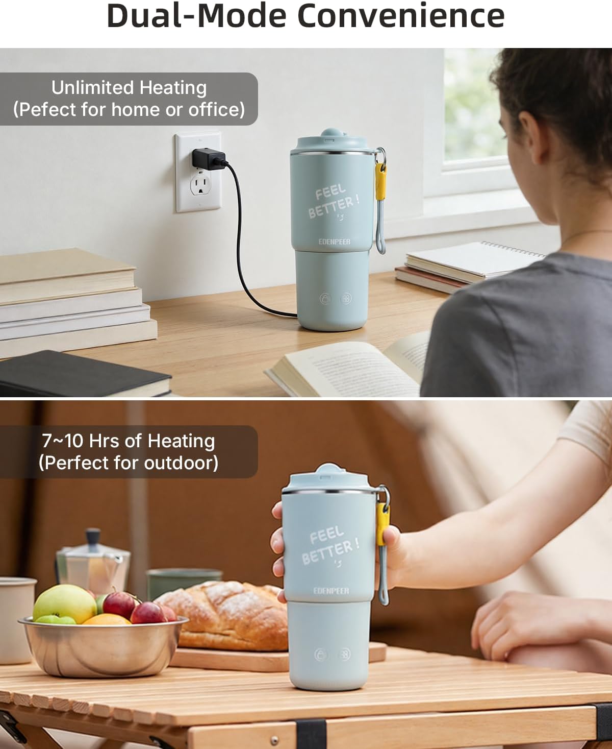Self Heating Coffee Mug - 14oz Electric Travel Mug with 120W Fast Heating & Leak-Proof Lid | Perfect for Home, Office & Travel