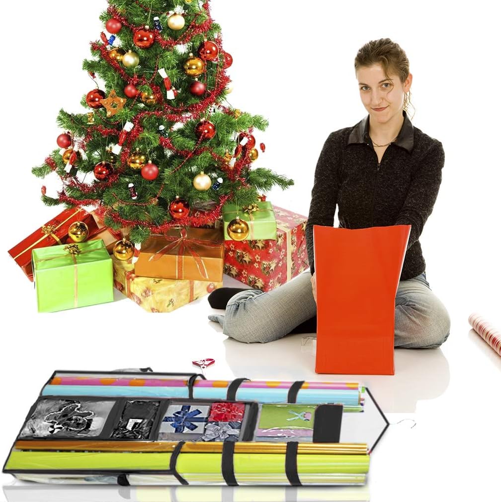 ProPik Gift Wrap Organizer - Double-Sided Storage for Wrapping Paper & Accessories | 40” x 17” (Black)
