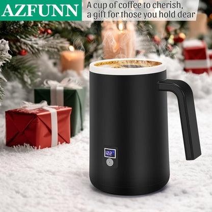 AZFUNN Self Heating Coffee Mug Temperature Control Smart Mug Electric Coffee Cup with 4.5 Hour Battery Life, Temperature Display, 122℉/140℉, Auto Shut Off, 13oz