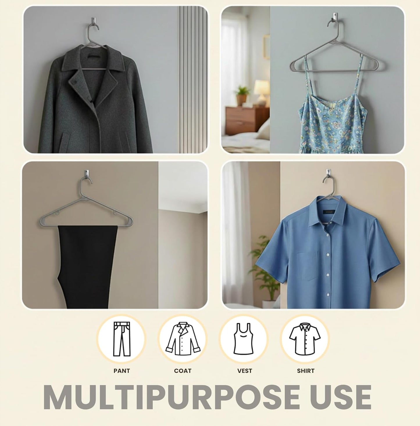 Utopia Home Plastic Hangers - Durable Space-Saving Closet Organizers - 20 Pack in Grey for Shirts, Pants & Coats