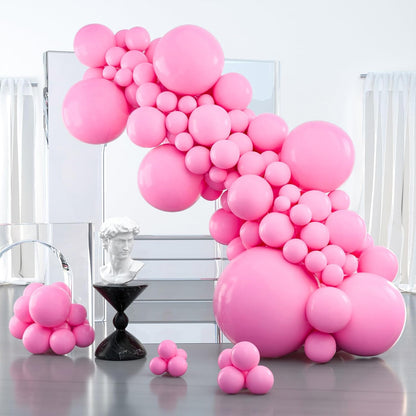 PartyWoo Pink Balloons - 127 Pcs Including Heart Foil & Gradient Rose Print - Perfect for Valentine's Day & Weddings
