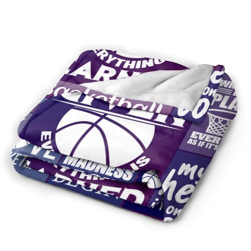 Homieblanket Basketball Blanket for Women Men, Cool Basketball Themed Design Printed Purple Throw Blankets for Teens Adults Lap, Chair Sofa, Soft Fleece Cozy Blanket, 50"x 60"