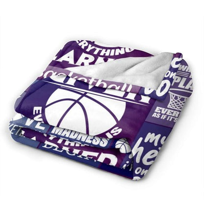Homieblanket Basketball Blanket for Women Men, Cool Basketball Themed Design Printed Purple Throw Blankets for Teens Adults Lap, Chair Sofa, Soft Fleece Cozy Blanket, 50"x 60"