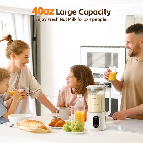 8 in 1 Automatic Nut Milk Maker, Almond Milk Maker,40oz （1200ML）Automatic Soy Milk Maker for Homemade Oat, Coconut, Soy, Plant Based Milks with Delay Start/Keep Warm/Boil Water
