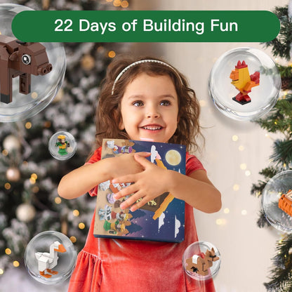 Nativity Advent Calendar 2025 - Build Blocks Jesus Christmas Scene | Individual Packaging Gifts