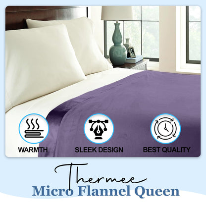 Thermee Micro Flannel Twin Size Blanket, Lightweight All Seasons Cozy Blanket, Throw Blanket for Home and Living Room, Soft Blanket for Couch/Bed, Machine Wash/Dry, No Pilling, Comfy Blanket - Purple