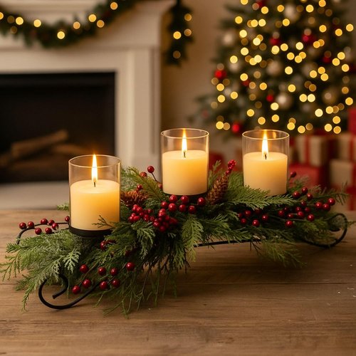 Cindeer 30 Inch Christmas Candle Holder - Elegant Table Centerpiece for Holiday Decor | Classic Design