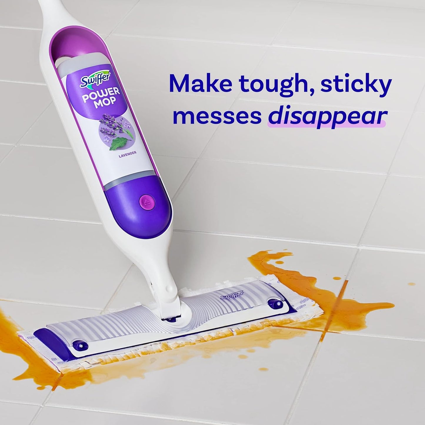 Swiffer Power Mop Refill Solution - All-Purpose Floor Cleaner for Tile, Vinyl, Wood | Lavender Scent, 50.6oz