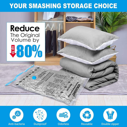 BoxLegend Vacuum Storage Bags - Thickened Waterproof Seal Bags with Hand Pump | 6 Medium 19.68’’x27.56’’ for Clothing & Bedding Storage