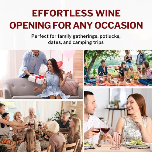 Forge Quality Compact Vertical Lever Corkscrew Wine Opener with Foil Cutter. 3 Seconds to Open a Bottle of Wine. Pink.