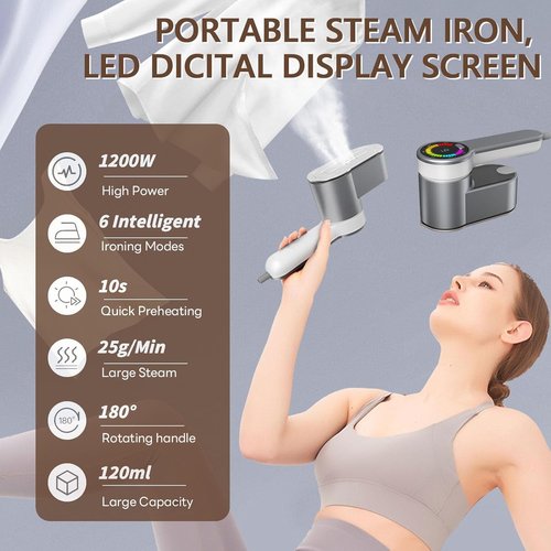 AI Steam Iron for Clothes,6 in1 Travel Garment Steamers Iron Mini - Portable Ironing Machine Travel Small Size Portable Steamer Travel College Dorm Home Essentials Steamer (Gold)