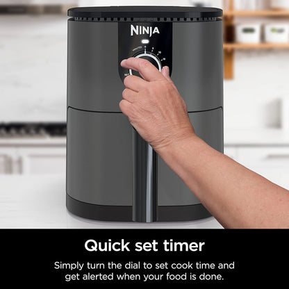 Ninja AF080 Mini Air Fryer - Compact 2-Quart Capacity with Nonstick Surface & Quick Set Timer - Grey