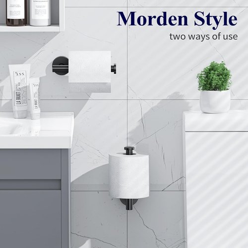 Kitsure Toilet Paper Holder - Sturdy Matte Black Wall-Mounted Holder for Mega Rolls | Premium 304 Stainless Steel