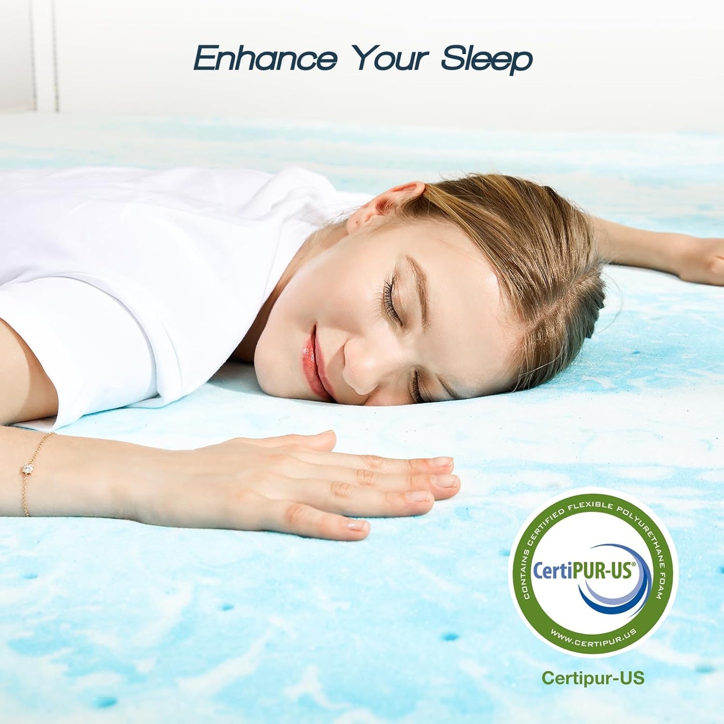 Sweetcrispy Memory Foam Mattress Topper - 3 Inch Thick Gel-Infused Cooling Pad for King Size Bed