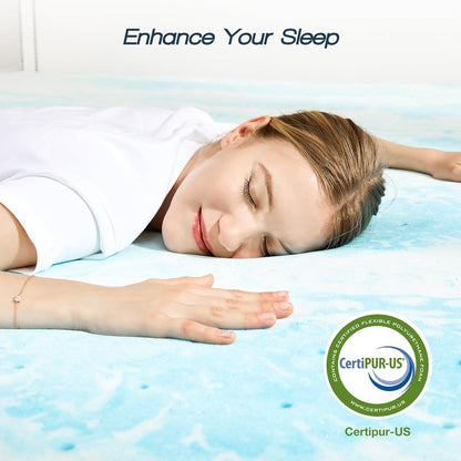 Sweetcrispy Memory Foam Mattress Topper - 3 Inch Thick Gel-Infused Cooling Pad for King Size Bed
