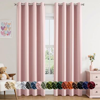 MIULEE Baby Pink Blackout Curtains - Thermal Insulated Room Darkening Drapes | 84 Inches Long, 2 Panels