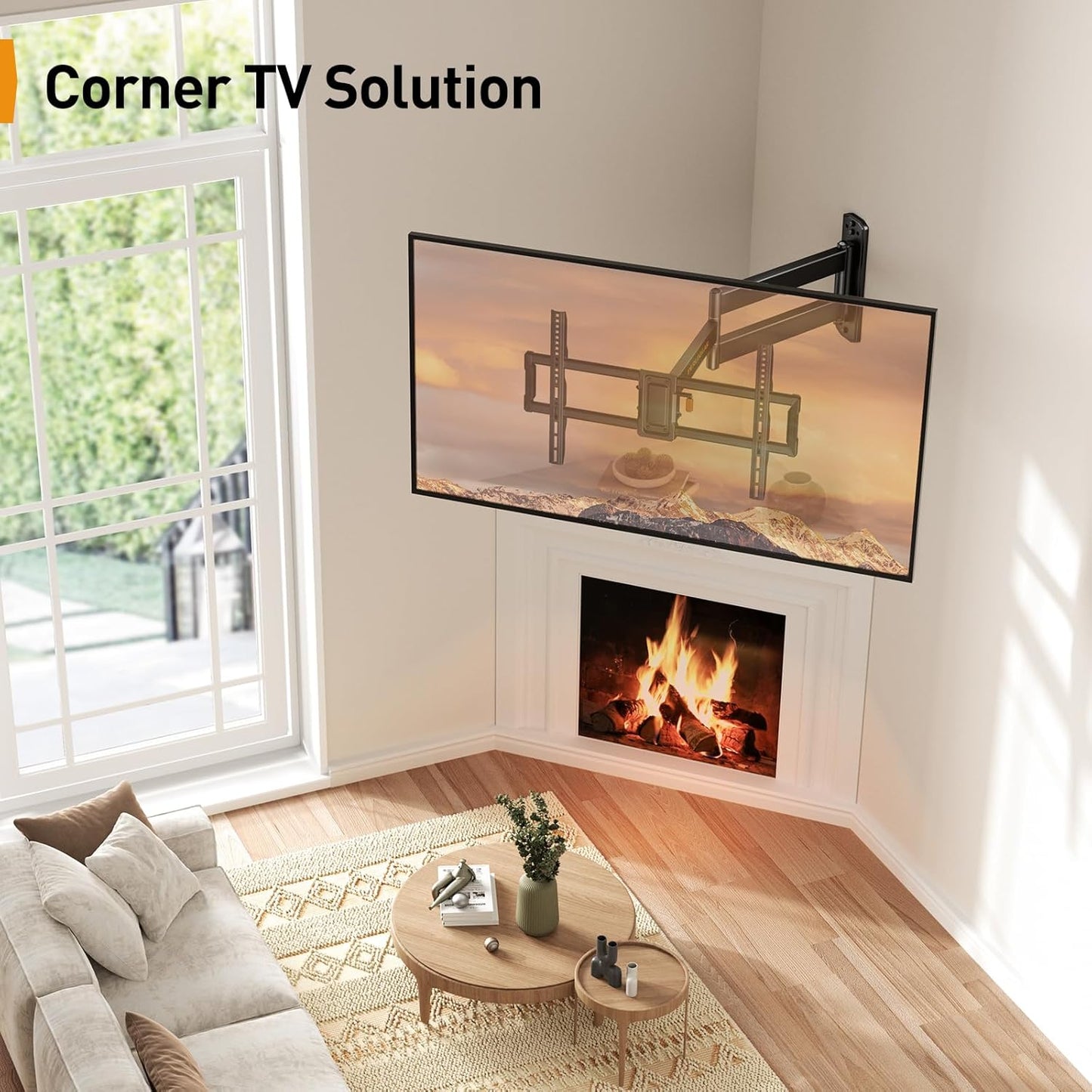 Perlegear Corner TV Wall Mount - Full Motion Bracket for 37-75 Inch TVs | 32.37” Extension & Tilt, Max VESA 600x400mm, 100 lbs Capacity