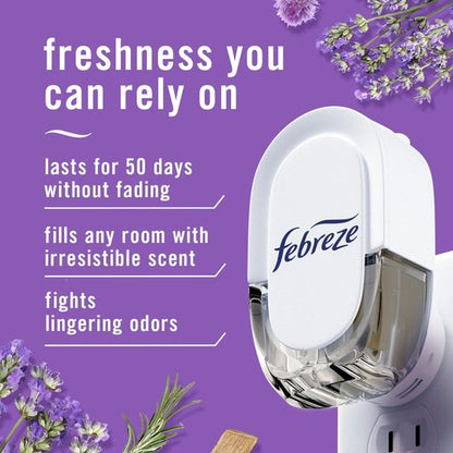 Febreze Odor-Fighting Fade Defy PLUG Air Freshener,Downy April Fresh, Mediterranean Lavender, .87 fl. oz. Oil Refills, 4 Refills (2 of Each)
