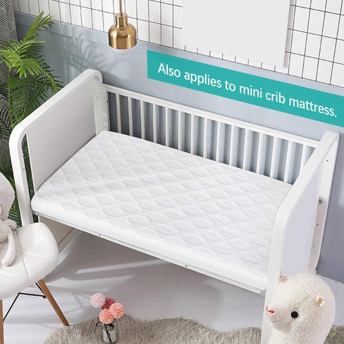 Pack and Play Mattress Pad Sheets Waterproof 2 Pack, Quilted Pack and Play Mattress Protector Cover Fitted Fits for Graco Pack n Play Playard Mattress/Playpen Mattress, White, 39" x 27"