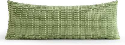 MIULEE Sage Green Long Body Lumbar Pillow Cover - Soft Boho Decor for Couch & Sofa | 14x36 Inch