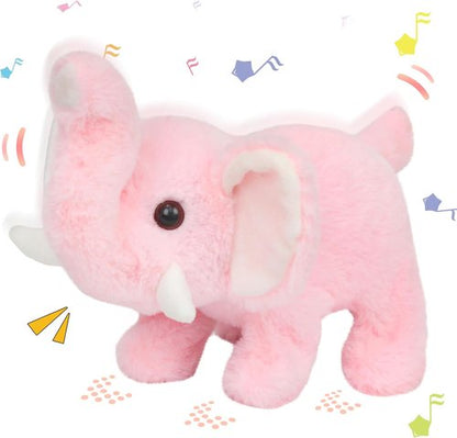 Hopearl Interactive Crawling Elephant Plush Toy - Animated Gift for Toddlers | Pink, 8-Inch