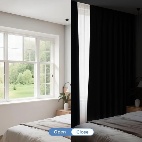 CUCRAF Blackout Curtains 54 inches Long 2 Panels Set for Bedroom, Dark Grey Rod Pocket Room Darkening Curtain for Living Room, Thermal Insulated Window Drapes (W 52 x L 54 Inch)