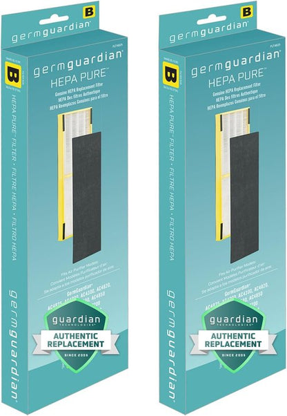 GermGuardian HEPA Pure Air Purifier Filter B - Removes 99.97% of Pollutants | 2-Pack, Black/Yellow