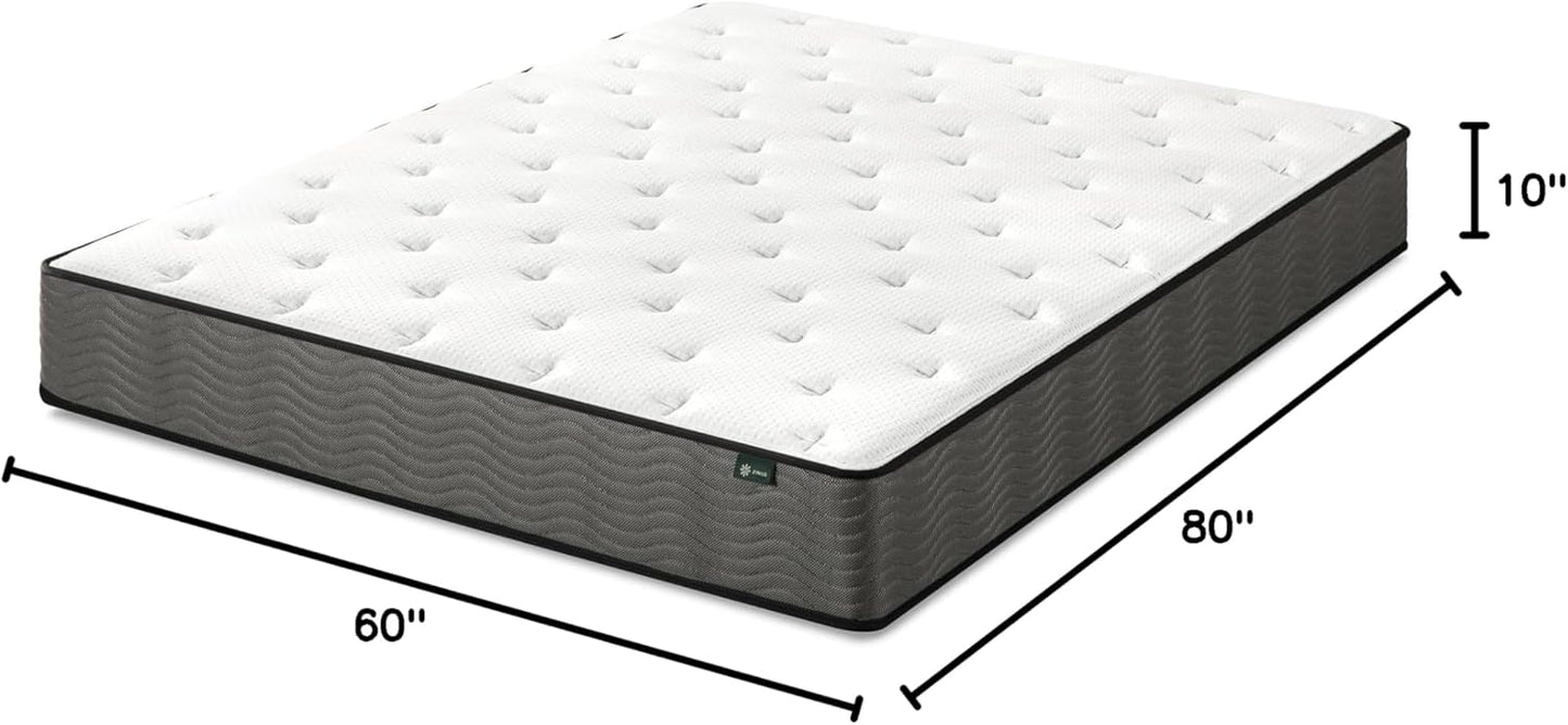 ZINUS 10 Inch True Support Hybrid Mattress - Queen Size, Medium Feel, Fiberglass Free, Motion Isolation, Safe Foams