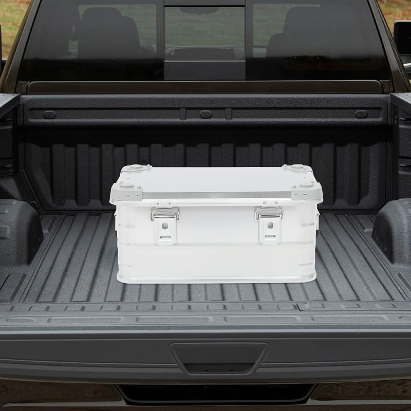 30L Aluminum Storage Box with Lid - Dustproof, Stackable with Rubber Seal & Handles - Silver