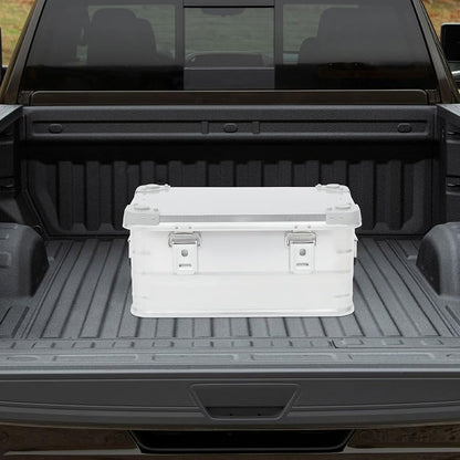 30L Aluminum Storage Box with Lid - Dustproof, Stackable with Rubber Seal & Handles - Silver